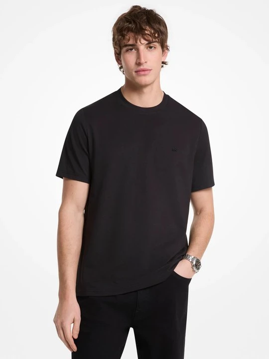 Zdjęcie produktu T-shirt z piki z mieszanki bawełny Michael Kors CZARNY (Czarny)