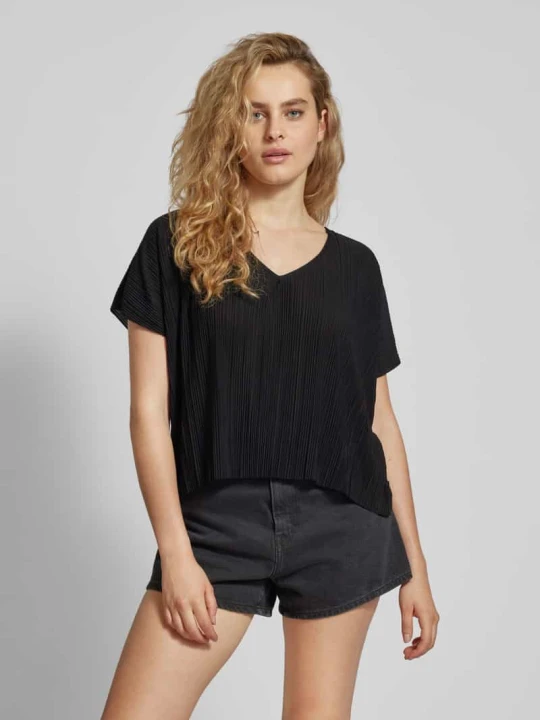 Zdjęcie produktu T-shirt z plisami QS Czarny
