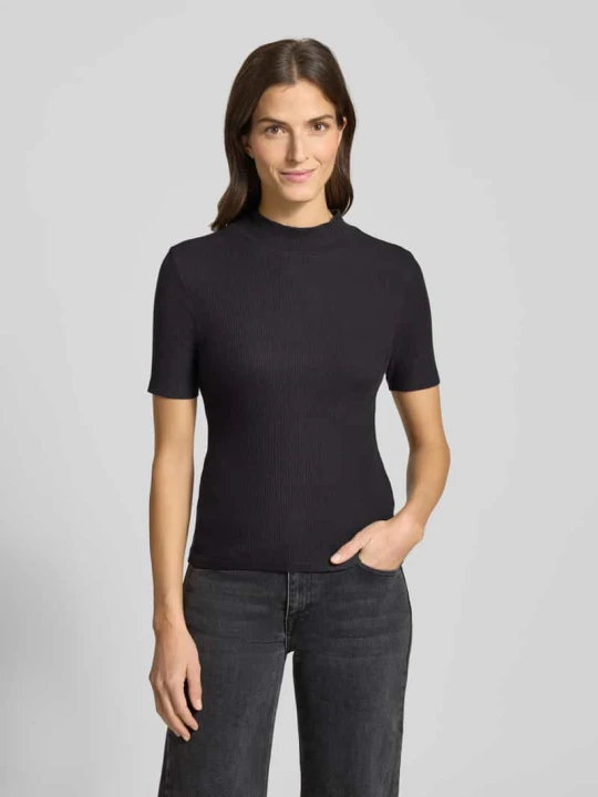Zdjęcie produktu T-shirt z prążkowaną stójką Scotch & Soda Czarny