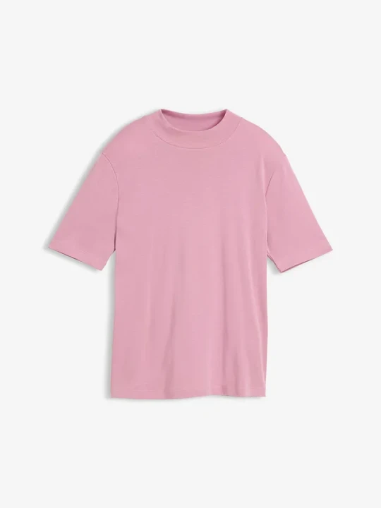 Zdjęcie produktu T-shirt z prążkowanej bawełny BonPrix różowy