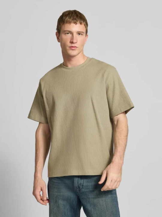 Zdjęcie produktu T-shirt o prążkowanej strukturze model 'HARRISON' Jack&Jones Oliwkowy