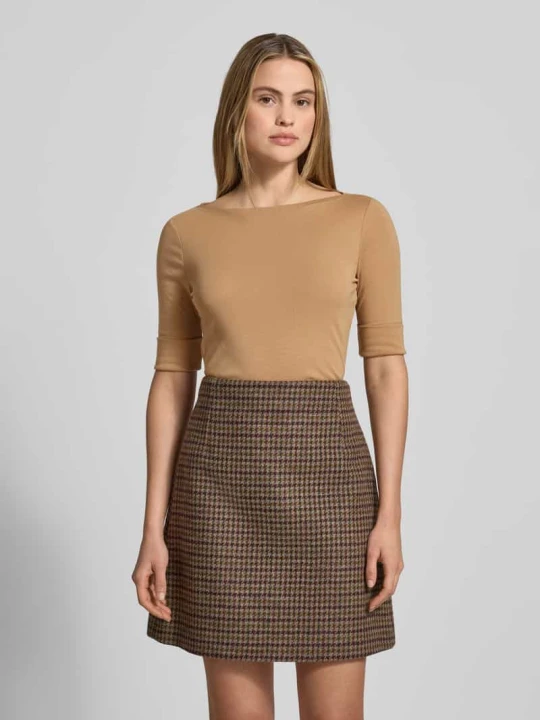 Zdjęcie produktu T-shirt z prążkowanym Dekolt w łódkę Model 'JUDY' Lauren Ralph Lauren Camel