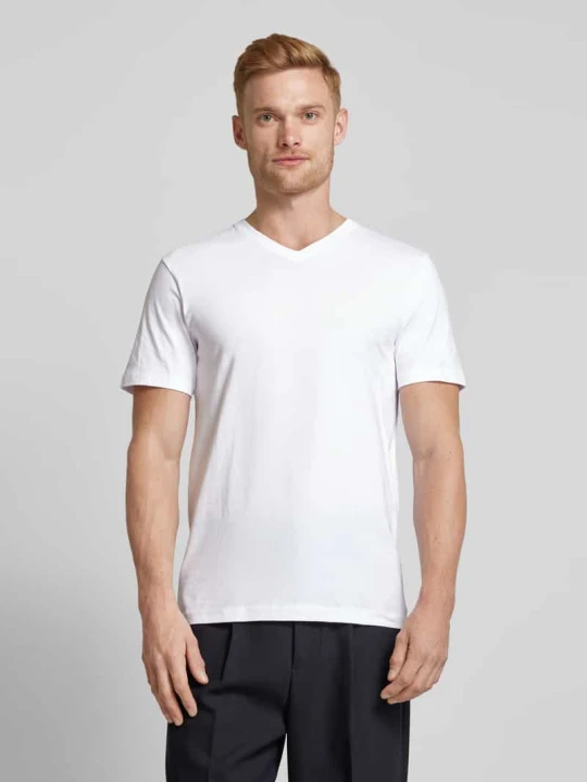 Zdjęcie produktu T-shirt z prążkowanym dekoltem w serek w zestawie 2 szt. RAGMAN Biały