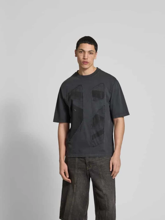 Zdjęcie produktu T-shirt z prążkowanym okrągłym dekoltem A-Cold-Wall Czarny