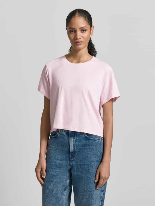 Zdjęcie produktu T-shirt z prążkowanym okrągłym dekoltem American Vintage Jasnoróżowy melanż