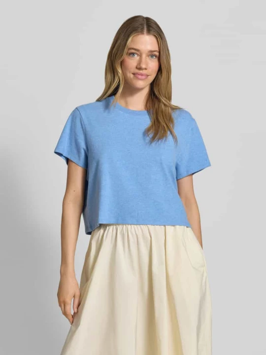 Zdjęcie produktu T-shirt z prążkowanym okrągłym dekoltem American Vintage Błękitny