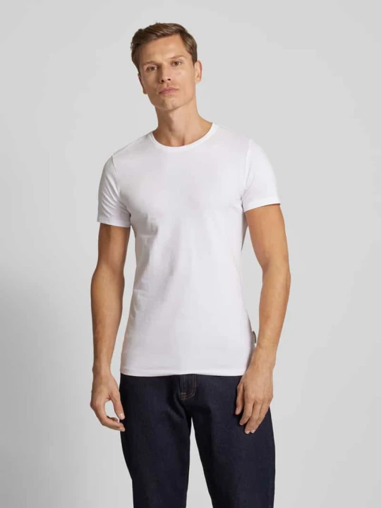 Zdjęcie produktu t-shirt z prążkowanym okrągłym dekoltem Casual Friday Biały