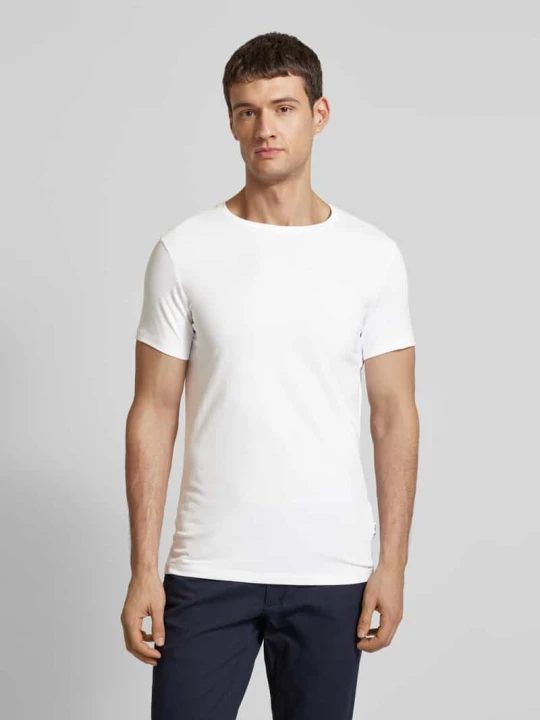 Zdjęcie produktu t-shirt z prążkowanym okrągłym dekoltem Casual Friday Biały