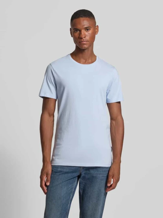 Zdjęcie produktu T-shirt z prążkowanym okrągłym dekoltem Casual Friday Jasnoniebieski