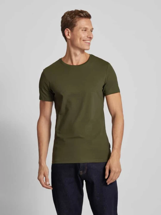 Zdjęcie produktu t-shirt z prążkowanym okrągłym dekoltem Casual Friday Khaki