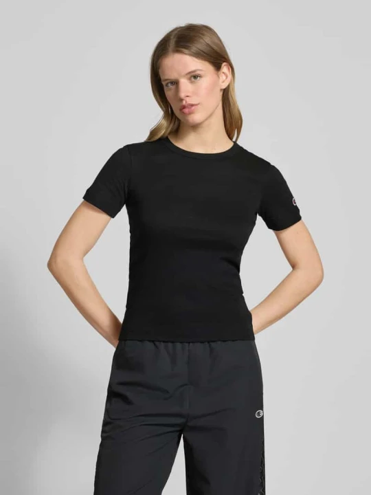 Zdjęcie produktu T-shirt z prążkowanym okrągłym dekoltem Champion Czarny