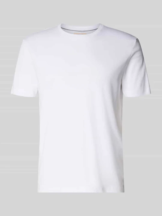 Zdjęcie produktu T-shirt z prążkowanym okrągłym dekoltem Christian Berg Biały