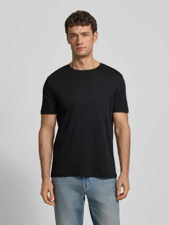 Zdjęcie produktu T-shirt z prążkowanym okrągłym dekoltem Christian Berg Czarny