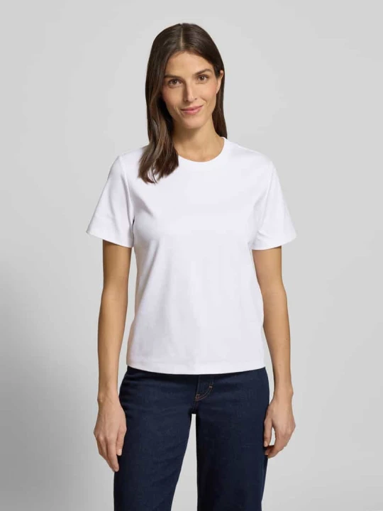 Zdjęcie produktu T-shirt z prążkowanym okrągłym dekoltem comma Biały