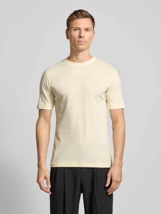 Zdjęcie produktu T-shirt z prążkowanym okrągłym dekoltem Drykorn Złamany biały