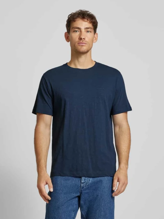 Zdjęcie produktu T-shirt z prążkowanym okrągłym dekoltem GABBA Granatowy