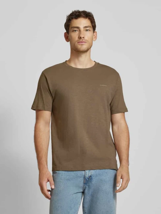 Zdjęcie produktu T-shirt z prążkowanym okrągłym dekoltem GABBA Jasnobrązowy