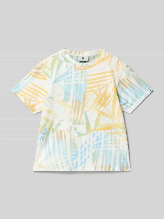 Zdjęcie produktu T-shirt z prążkowanym okrągłym dekoltem Garcia Złamany biały