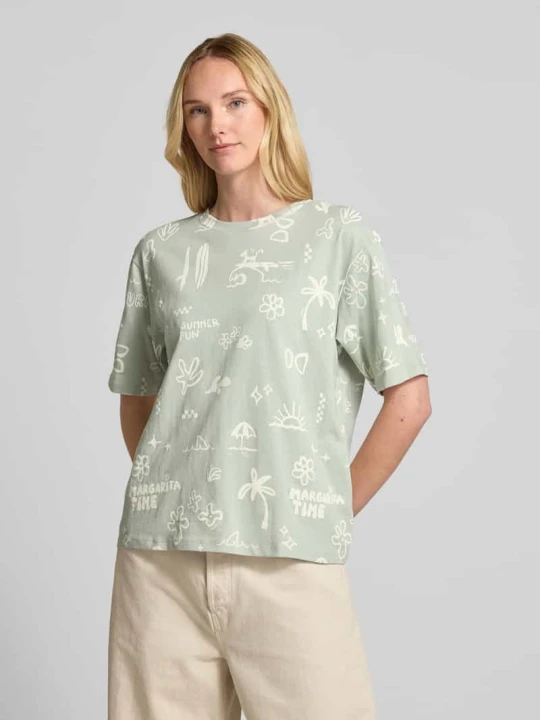 Zdjęcie produktu T-shirt z prążkowanym okrągłym dekoltem Jake*s Miętowy