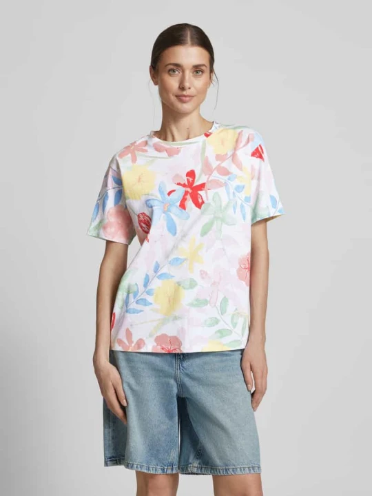 Zdjęcie produktu T-shirt z prążkowanym okrągłym dekoltem Jake*s Biały