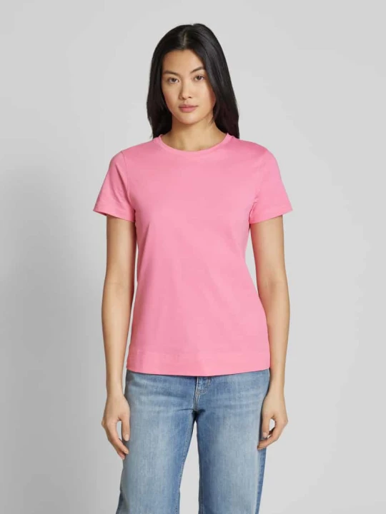 Zdjęcie produktu T-shirt z prążkowanym okrągłym dekoltem JOOP! Mocnoróżowy