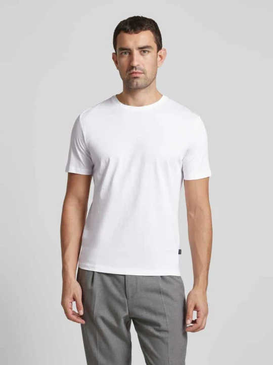 Zdjęcie produktu t-shirt z prążkowanym okrągłym dekoltem lindbergh Złamany biały
