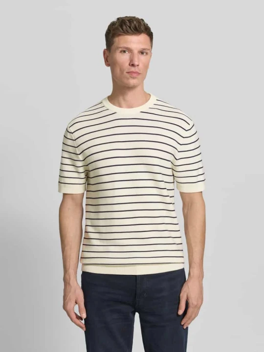 Zdjęcie produktu T-shirt z prążkowanym okrągłym dekoltem MCNEAL Écru