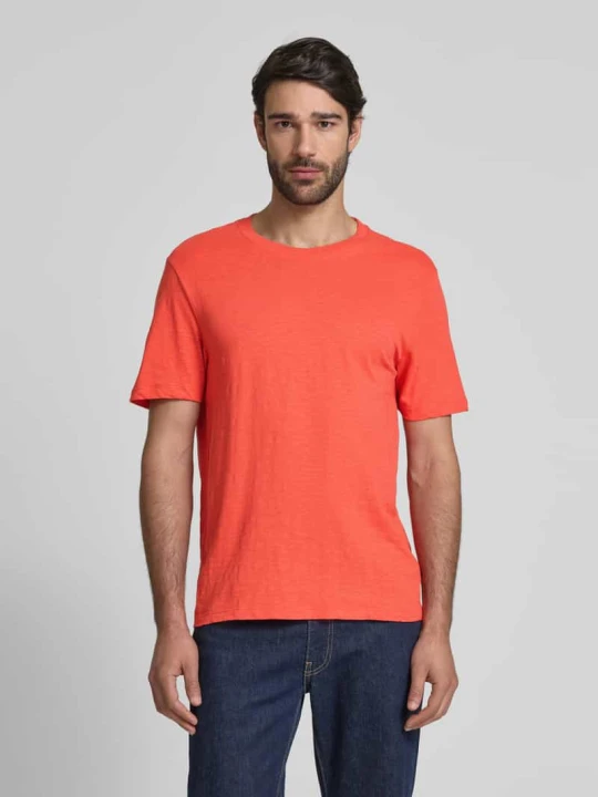 Zdjęcie produktu T-shirt z prążkowanym okrągłym dekoltem MCNEAL Jasnoczerwony