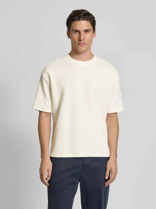 Zdjęcie produktu T-shirt z prążkowanym okrągłym dekoltem MCNEAL Écru