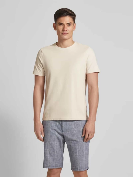 Zdjęcie produktu T-shirt z prążkowanym okrągłym dekoltem MCNEAL Beżowy