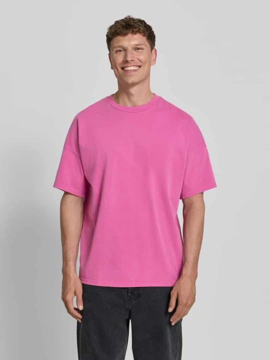 Zdjęcie produktu t-shirt z prążkowanym okrągłym dekoltem model 'FIZVALLEY' American Vintage Koralowy