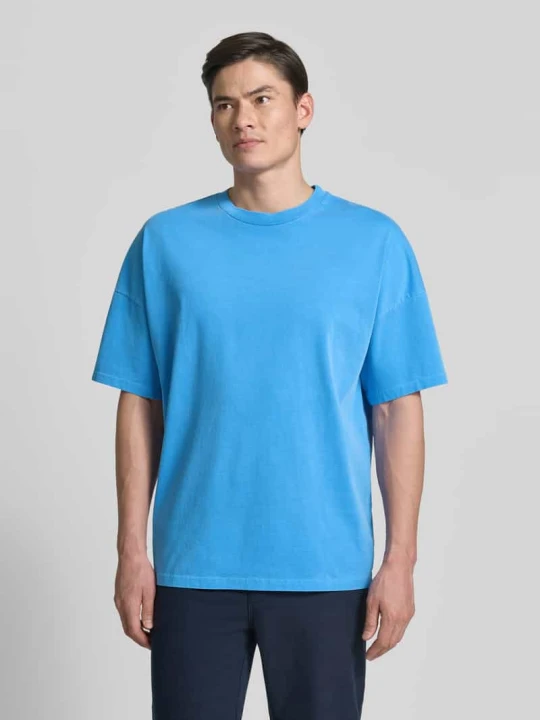 Zdjęcie produktu t-shirt z prążkowanym okrągłym dekoltem model 'FIZVALLEY' American Vintage Jasnoniebieski