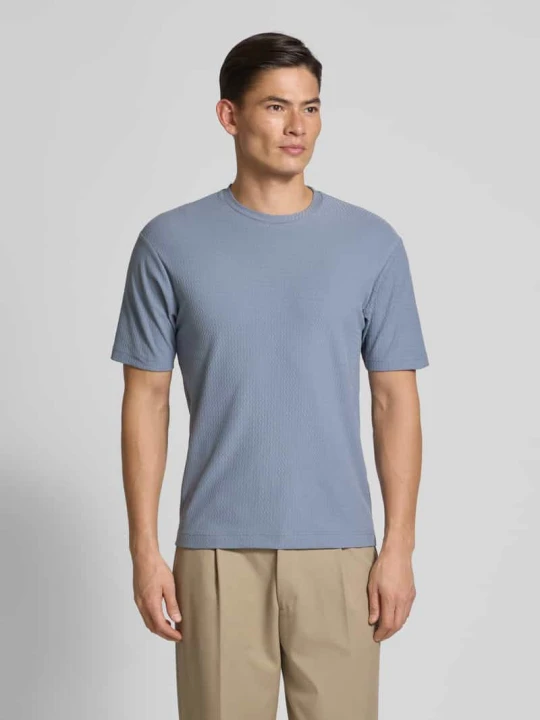 Zdjęcie produktu T-shirt z prążkowanym, okrągłym dekoltem model ‘GILBERD’ Drykorn Niebieski