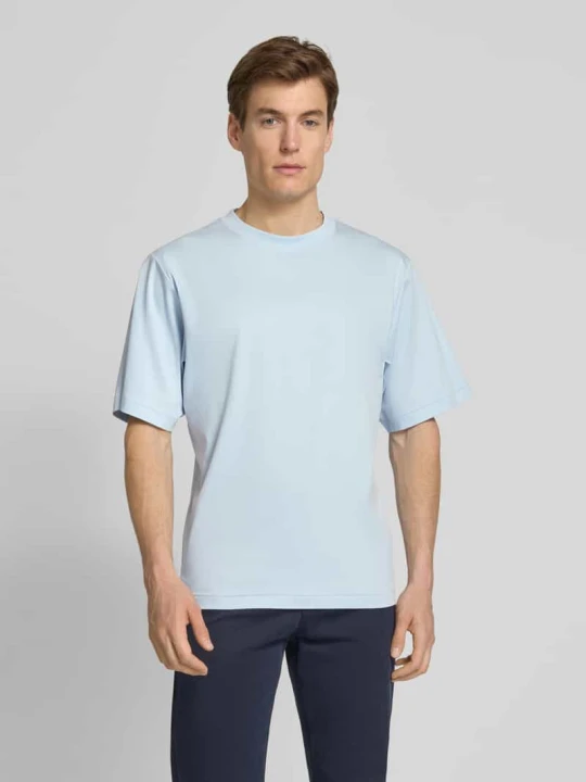Zdjęcie produktu T-shirt z prążkowanym, okrągłym dekoltem model ‘LOGRA’ Tiger Of Sweden Jasnoniebieski