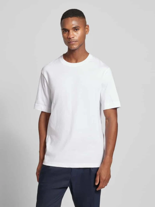 Zdjęcie produktu T-shirt z prążkowanym, okrągłym dekoltem model ‘RAPHAEL’ Drykorn Biały