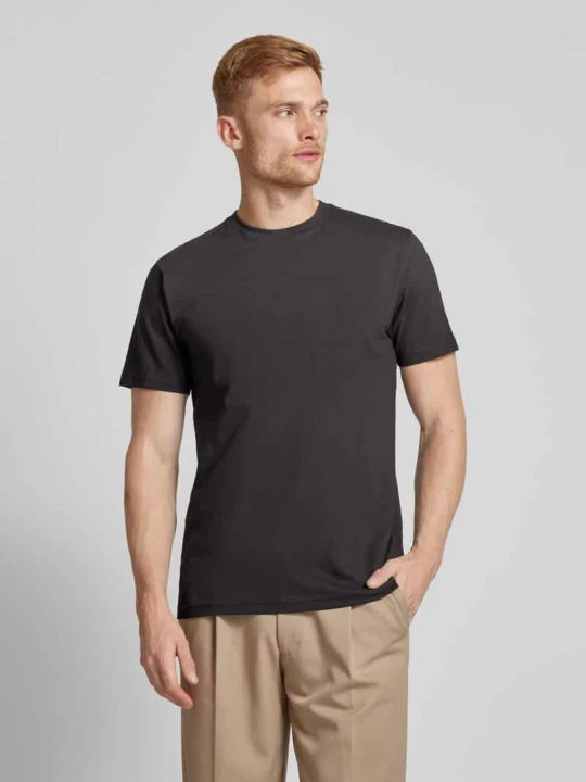 Zdjęcie produktu T-shirt z prążkowanym Okrągły dekolt w Zestaw 2 szt. RAGMAN Czarny