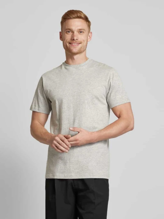 Zdjęcie produktu T-shirt z prążkowanym Okrągły dekolt w Zestaw 2 szt. RAGMAN Jasnoszary