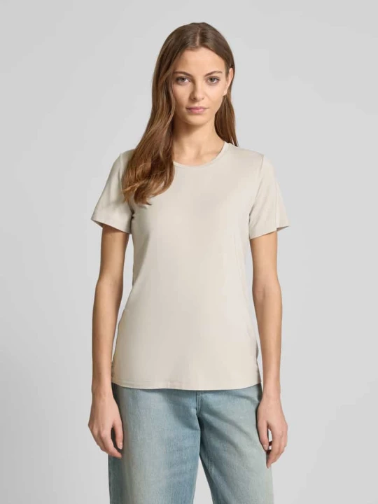 Zdjęcie produktu T-shirt z prążkowanym okrągłym dekoltem Schiesser Beżowy