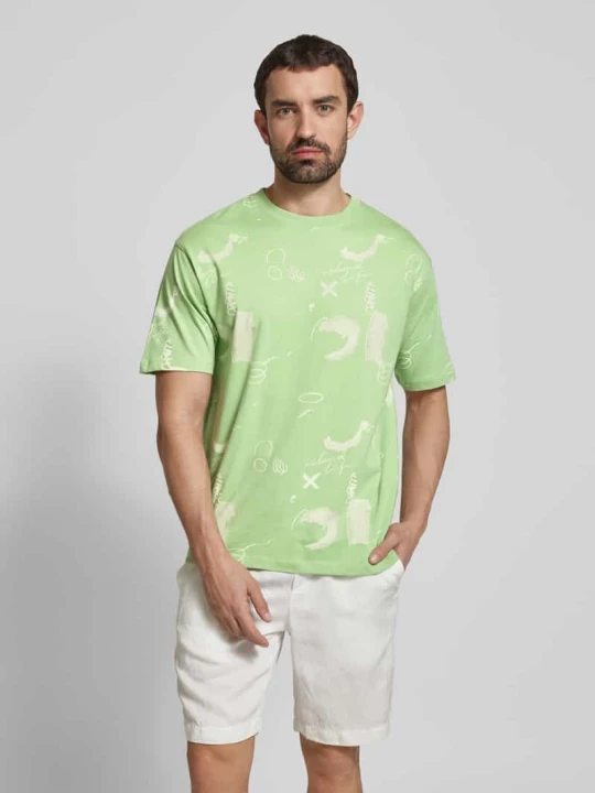 Zdjęcie produktu T-shirt z prążkowanym okrągłym dekoltem Scotch & Soda Jasnozielony