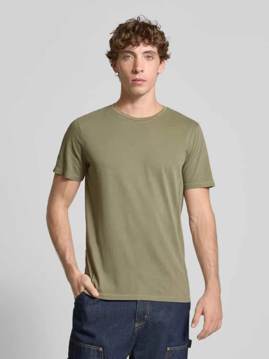 Zdjęcie produktu T-shirt z prążkowanym okrągłym dekoltem Superdry Zielony
