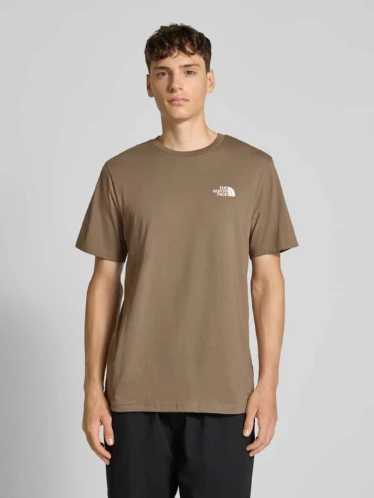 Zdjęcie produktu T-shirt z prążkowanym okrągłym dekoltem The North Face Czekoladowy