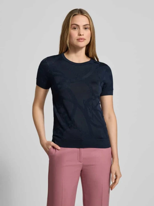 Zdjęcie produktu T-shirt z prążkowanymi wykończeniami Model „EYELAH” Lauren Ralph Lauren Granatowy