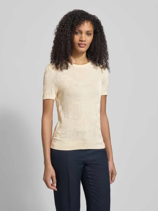 Zdjęcie produktu T-shirt z prążkowanymi wykończeniami Model „EYELAH” Lauren Ralph Lauren Piaskowy
