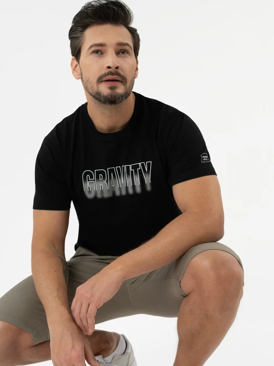 Zdjęcie produktu T-shirt z printem, Comfort Fit, T-SILVER Volcano Czarny