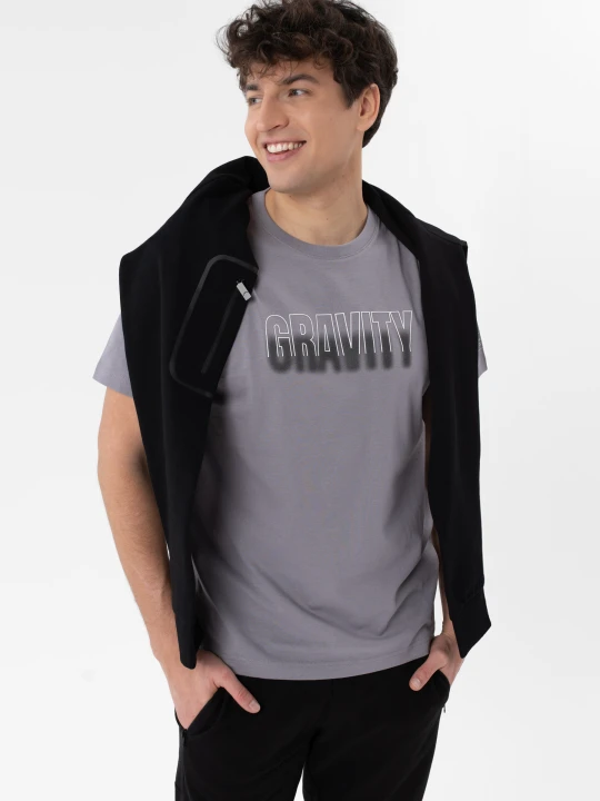Zdjęcie produktu T-shirt z printem, Comfort Fit, T-SILVER Volcano Szary