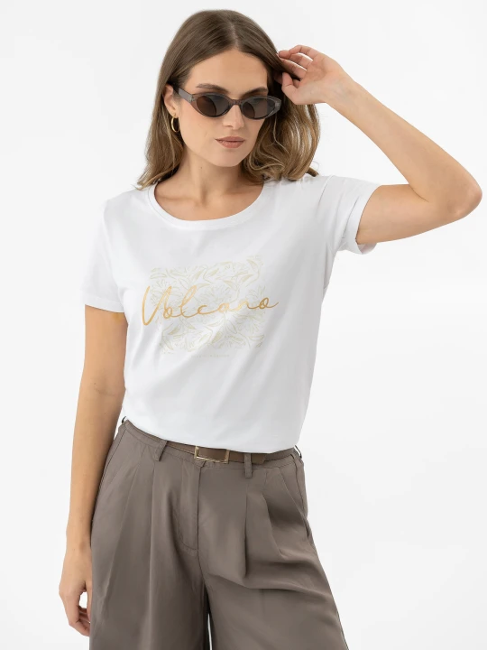 Zdjęcie produktu T-shirt z printem T-CORIS Volcano Biały