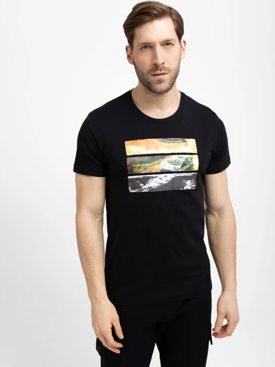 Zdjęcie produktu T-shirt z printem T-RELI Volcano Czarny