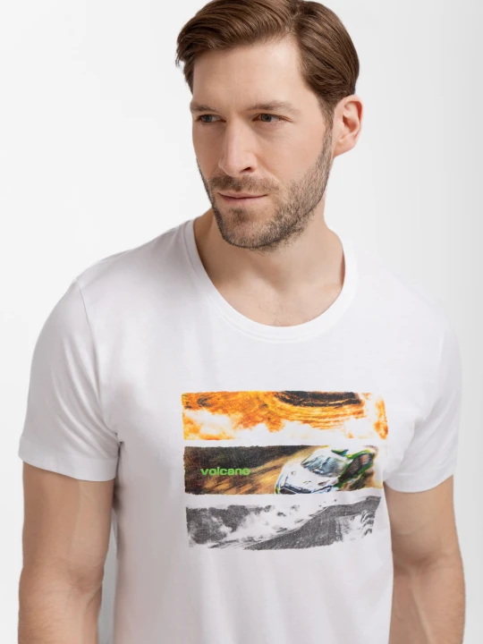 Zdjęcie produktu T-shirt z printem T-RELI Volcano Biały