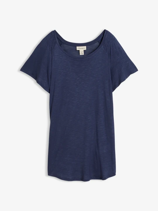 Zdjęcie produktu T-shirt z przędzy flamé z rękawami motylkowymi BonPrix niebieski