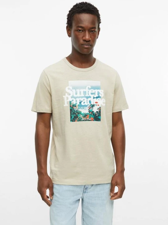 Zdjęcie produktu T-shirt z przędzy płomieniowej z grafiką s.Oliver beżowy